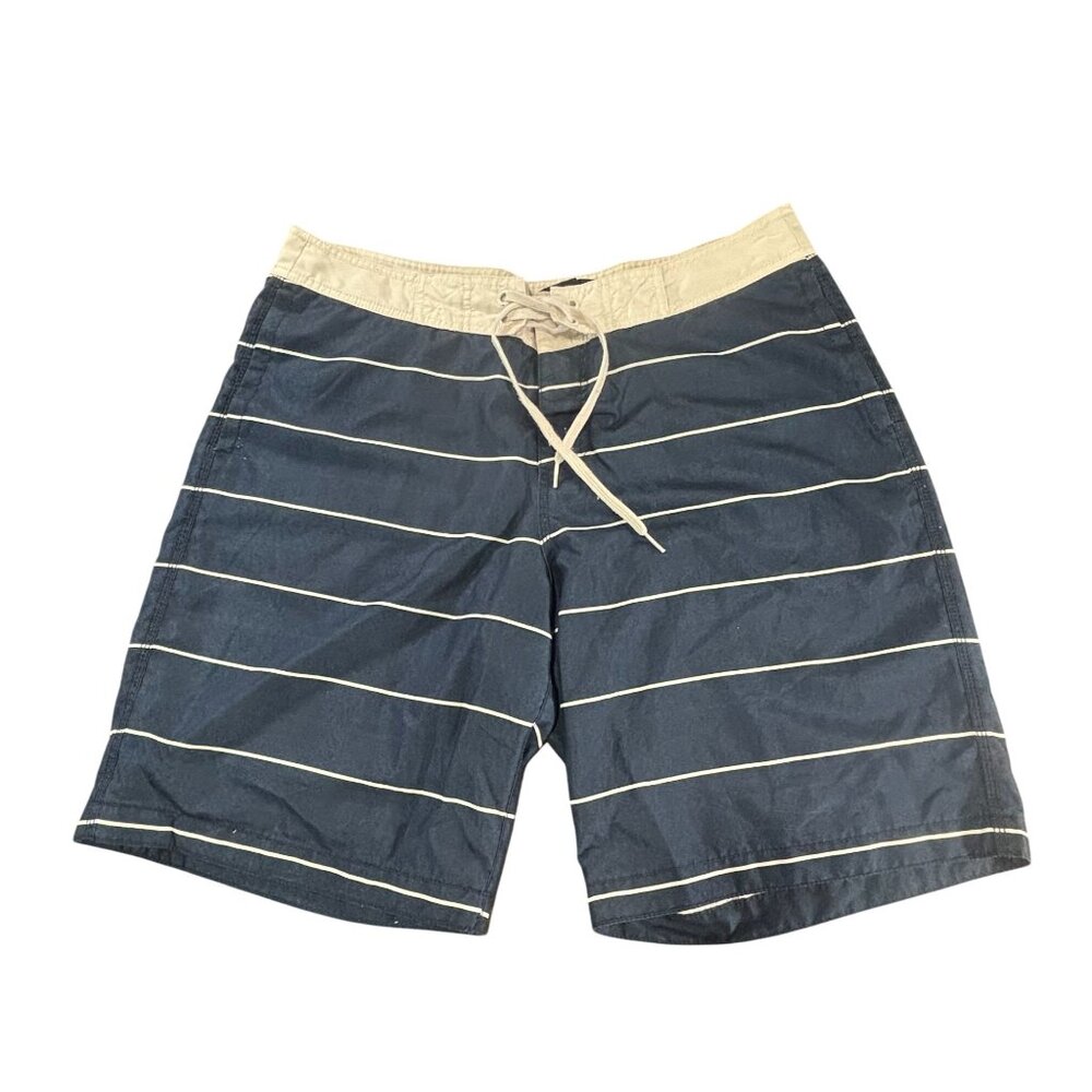 Old Navy Mens Blue & White Striped Swim Trunks